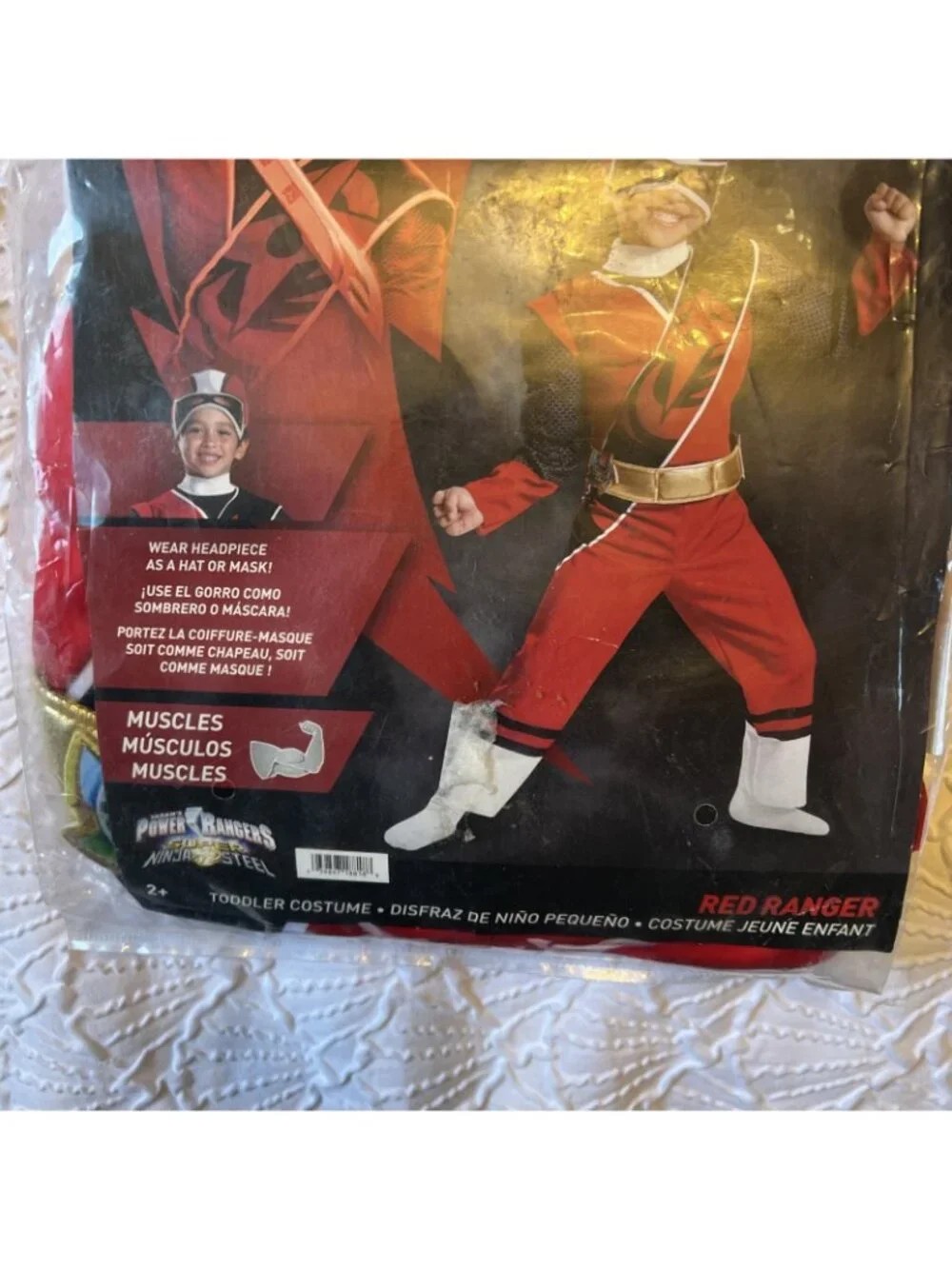 Boys Red Power Ranger Mighty Morphin Muscle Costume & Mask Toddler 2T NEW